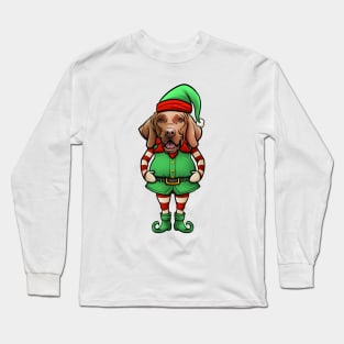 Funny Vizsla Christmas Elf Long Sleeve T-Shirt